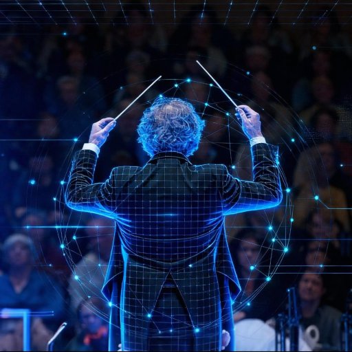 Orchestra director leading fir the Customers