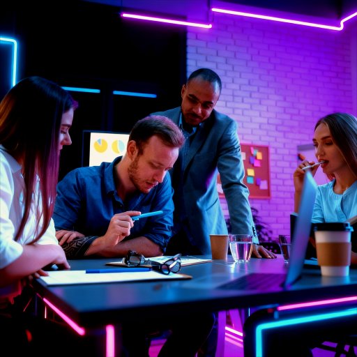 Team of developers working together and selecting tasks
